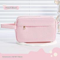 Korean Version Simple Corduroy Dopamine Pencil Case Storage Bag, High-end and High Aesthetic Value, Large Capacity Pencil Case rožinė