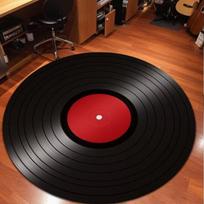 Retro vinilinės plokštelės apvalus grindų kilimėlis, tinkamas svetainei, miegamajam, terasai ir lauko dekorui, pavasario ir vasaros muzikos kilimas 80cm x 80cm red
