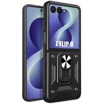 Case for Samsung Galaxy Z Flip 8, Shockproof Scratch-Resistant Hard Bumper with Stand - Black juoda