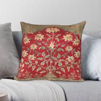 Indian Floral Rug 17th Century Square Pillowcase Polyester Linen Velvet Creative Zip Decor Sofa Cushion Cover 40X40CM