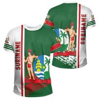 Suriname Flag Men's T-shirt SR National Emblem Print Clothing Ropa Hombre Summer O-neck Oversized Fashion Short Sleeve GYM Tops S red