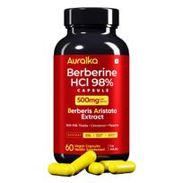 Auraika Berberine HCl 500mg Capsules | Berberine Supplement with Milk Thistle, Cinnamon & Black Pepper Extract | Supports Healthy Blood Sugar Le