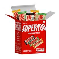 Superyou Assorted Protein Wafer Mini Bars (Pack Of 10)| 5g Protein | Made with Atta & Jowar | No Added Sugar | Yeast Fermented | Energy Bars | 10