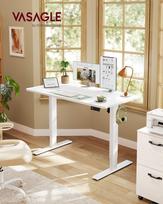 VASAGLE LSD312WZ03 Height Adjustable Desk Standing Desk Computer Desk Memory Memory Function 4 Height Office Desk 120 x 60 cm Cloud White balta