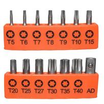 14pcs 25mm Torx Screwdriver Bits With Hole T5-T40 Electric Screw Driver 1/4Inch Adapter Extension Rod Hex Star Spanner Tools