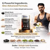Daiko Shilajit Gold Gummies for Men & Women | 200mg Himalayan Shilajit Resin with Ashwagandha, Safed Musli, Gokshura, Panax Ginseng, Swarna Bhasm