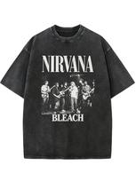 Nirvana Live Band Bleach Wash 90s Grunge Oversized Vintage Fan T-shirt S black