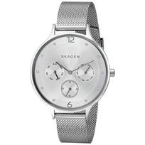 SKAGEN Anita Daugiafunkcinis Kvarcinis Laikrodis Moterims Moteriškas Kvarcinis Laikrodis Nerūdijančio Plieno Nailono Mineralinis 30m 36mm SKW2312 sidabras