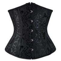 Bustiers & Corsets Shaperwear Steel Boned Waist Trainer Corset Satin Lace Up Underbust Bustier Brocade Corselet Slimming Body Shaper XS juoda