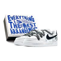 Nike Air Force 1 Low Slip Resistant Cushioning Low top Skateboard Shoes Men's Gray White CW2288-111(Team88-CRAS-BOX) 40 blue