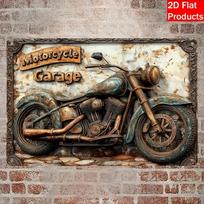 Vintažinis Motociklų Garažas Metalinis Sienos Menas Rustic Geležies Ženklas su Patvariu Dizainu Namų Barui, Kavinei ir Sodybos Dekorui P 30x40cm(11.8x15.7inch) gray