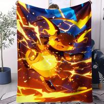 1PC Soft Blanket Camp Pokemon Pikachu Lightning For Men Women Bed Sofa Office Travel Nap Comfort Leisure Camp Travel Blanket 70x100cm blue