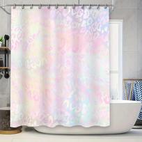 Vibrant Printed Shower Curtain Pink Blue Leopard Pattern For Bathroom Decorations W60H190(CM)-1 Pcs white