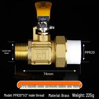 Brass PPR Double Union Copper Ball Valve, Rectangular, Female & Male Thread, Hot Melt.