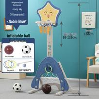 Yuzhan Kids Adjustable Indoor Basketball Hoop with Ring Toss Tall Star Basketball Hoop + Ring Toss mėlyna