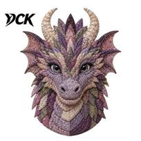 Patchwork Starter Bundle Dragon DIY Kit, Pattern Fabric Craft Handmade Art Set Sewing Project for Adults, Home Decor Zodiac Themed Kit A gray