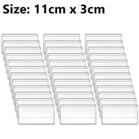 4/32Pcs Label Holders Adhesive Shelf Tag Index Card Pockets Plastic Drawers File Storage Bins Label Holder for Office Kitchen 4PCS gray
