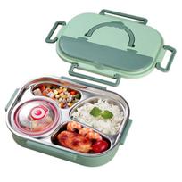 Izoliuota pietų dėžutė, 4 skyrių izoliuota bento dėžutė, daug skyrių didelės talpos maisto indai, nepralaidi greito maisto dėžutė mokyklai, biurui 4 Grid white