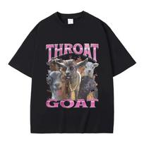 Funny Throat Goat Graphic Print T-and kids tshirt Male Fashion Oversized Streetwear Men Women Casual High Quality Pure Cotton Short Sleeve 2XL gray