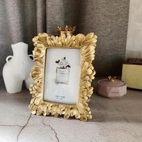 1Pc American Retro Golden Palm Leaf Picture Frame - Decorative Gift, for Table Display & Wall Hanging 6in black