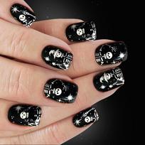 24Pieces Halloween Press On Nail Cobweb Skeleton White Skull Nail Art Design ABS Not Need Tools brown