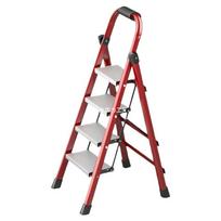 German Thickened Aluminum Folding Telescopic A-Frame Ladder: Safe, Convenient & Multi-functional for Household Use Simple 2 Steps - Household Ladder brown