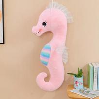 Cute colorful seahorse cartoon parent child seahorse pregnant woman sleeping pillow aquarium souvenir holiday gift 50cm【0.25kg】 rožinė