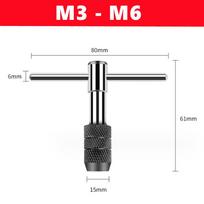 Adjustable T-shaped tap wrench, hand tap drill set M3-M12, used for manual thread tapping and drilling, tap and drill tool set red