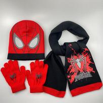 3Pcs Marvel Spider-Man Kids Winter Knitted Hat Scarf Gloves Sets Warm Cartoon Superhero Boys Girls Cold Weather Christmas Gifts black