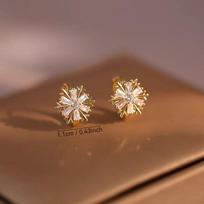 Snowflake Stud Earrings for Women, High-end and Luxurious, Small Earrings That Are Versatile and Suitable for Any Occasion. brown