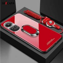 Tempered Glass Hard Cover for Xiaomi POCO X7 Pro X 7 POCOX7 Pro Magnetic Ring Holder Shockproof Case for Poco X7Pro Lanyard Case POCO X7 gray
