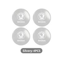 For Skoda Fa4pcs 3D Car Logo Wheel Center Hub Cap Dust-proof Badge Sticker For Skoda Fabia 1 2 Octavia a7 RS Superb Rapid Yeti Karoq Vision white
