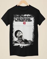 One Flew Over the Cuckoos Nest - Movie Poster Inspired Unisex Black T-Shirt XL gray
