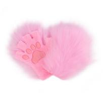 Cartoon Long Hair Paw Gloves Silicone Soft Pad Furry Fursuit Kigurumi Gloves  Cosplay Costume Half Finger Red black