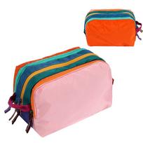 Multi-Compartment Toiletry Bag Suitable Dopamine Color Travel Organizer Layered Storage Compartments Makeup Brush Storage Bag red