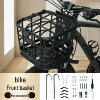 Šunų vežimėlis kalniniam dviračiui su pedalų krepšiu, priekiniu krepšiu ir šalmo laikikliu Black Front Basket [Single Basket] Set gray
