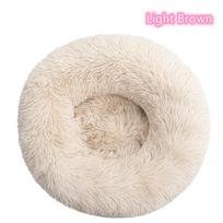 Super Minkšta Naminių Kačių Lova Pliušinė Viso Dydžio Plaunama Raminanti Lova Spurgos Lova Patogus Miego Artefaktas Tinkama Žiemai Diameter: 40CM šviesiai ruda spalva
