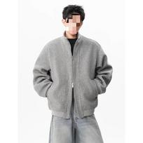 Unisex Korean Style Dragon Phoenix Cotton Jacket – Loose, Casual, and Fashionable for Men and Women. Large pilka spalva