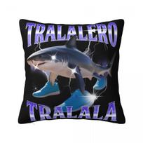 Tralalero Tralala Pillow Cases Italian Brainrot Meme Cushion Covers Customized Zipper Decor Pillowcase for Home 18 30x30cm gray