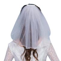 40cm Beautiful with Comb Net Yarn Bridal Veil Single Layer Ribbon Edge Short Veil Hair Accessories 1 gray
