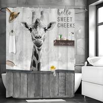 Juoda ir balta žirafa geltona antis dušo užuolaida, dekoratyvi vonios dušo užuolaida, vandeniui atspari dušo užuolaida 48x72inch 120x180cm gray