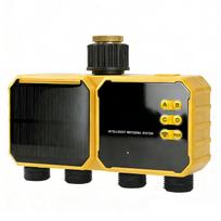 Smart Irrigation Timer WiFi Solar Water Valve Controller APP Control Rain Sensor 4 Zone Garden Irrigation System yellow