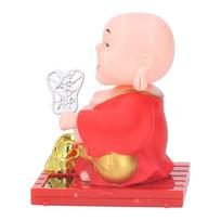 Red, Gold Solar Buddha Dashboard Statue Car Light Driven Buddha Figurine  Window Sill Table Statue raudona