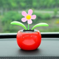 Swinging Toy Car Interior Ornament Automobile Dashboard Decoration Solar Powered Dancing Flower D pink