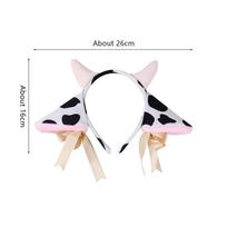 1 rinkinys Gyvūnų vakarėlio Cosplay kostiumas Pliušinės karvės ausys Ragas Galvos juosta su mažais varpeliais Kaspinas Lankas Anime Lolita Plaukų lankelis Mergaitės dovanos A1 white