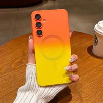 Magnetic Phone Case for Samsung Galaxy A56 A55 A54 A35 A34 A26 S25 Edge S24 S23 Ultra S22 Plus A16 A15 A06 TPU Soft Shell Cover Galaxy A56 5G orange