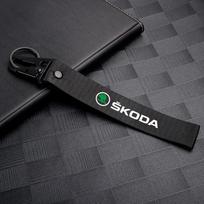 1Pcs Car Style Nylon Metal Key Ring Streamer Key Chain Accessories For Skoda Kodiaq Octavia 2 3 Yeti Karoq Rapid Fabia Scala A5 fscx84 black