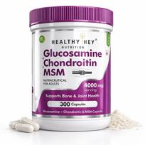 HealthyHey Nutrition Double Strength Glucosamine Chondroitin and MSM for Cartilage; Joint and Bone 300 Capsules