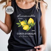 Limoncello Tank Top, Italian Theme Gift, Lemon Lover Gift, Lemon Lover Top, Italy Vacation Tank, Fruit Lover Tee 140 black