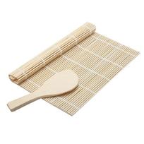 Kitchen Onigiri Bamboo Rice Spoon Paddle Sushi Rolling Roller Sushi Roll Maker Sushi Mat beige